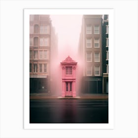 Pink House In The Fog Art Print