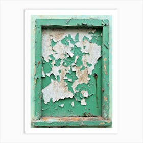 Old Green Paintwork On Wall Peeling Off Art Print