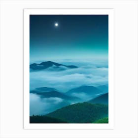 Moonlight Over The Mountains Art Print
