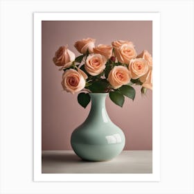 A Vase Of Pink Roses 29 Art Print