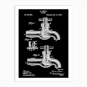 1898 Vintage Faucet Patent Art Art Print