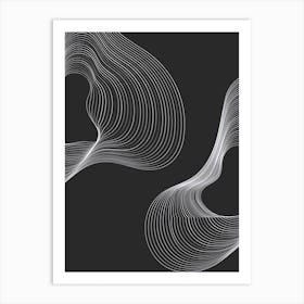 Abstract Wave Lines On Black Background Art Print