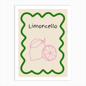 Limoncello Doodle Poster Green & Pink Art Print