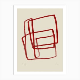 Red Thick Lines On Beige Art Print