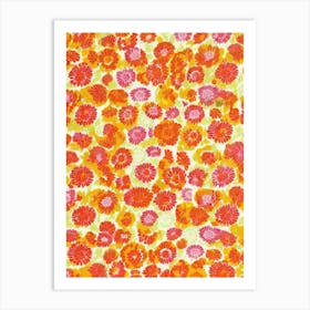 Chrysanthemum Floral Print Retro Pattern 2 Flower Art Print