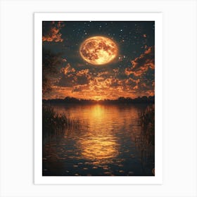 Full Moon Over Water 17 Art Print