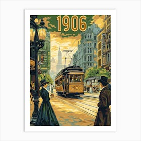 Aihrgdesign A Retro Travel Poster Of A Bustling 1906 City Str C0994953 4cd4 4c21 Abad Dde013b2f81c 2 Art Print