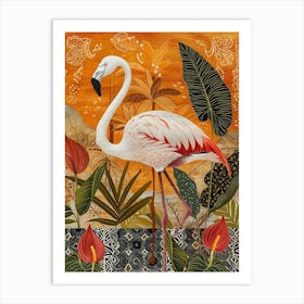 Greater Flamingo And Anthurium Boho Print 3 Art Print