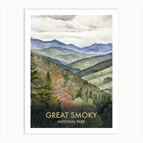 Great Smoky National Park Watercolour Vintage Travel Poster 2 Art Print
