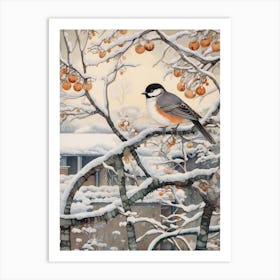Winter Bird Painting House Sparrow 1 Art Print