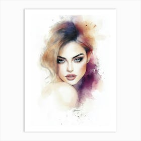 Watercolor Portrait Of A Woman Art Print