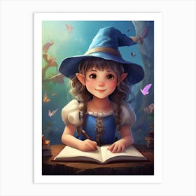 Little Girl Reading A Book Art Print