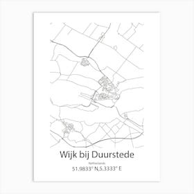 Wijk Bij Duurstede,Netherlands Minimalist Map Art Print