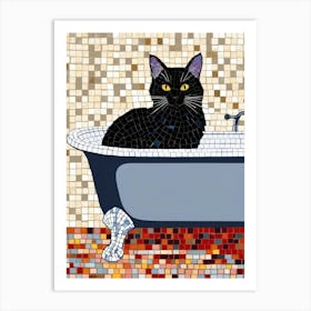 Black Cat In Bathtub 6 Art Print