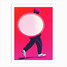 Man Walking With A White Circle Art Print