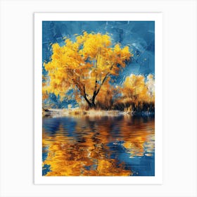 Autumn Tree By The Lake 4 Art Print