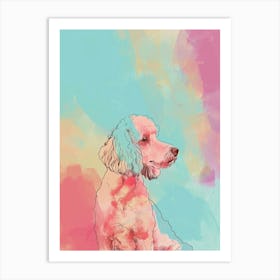 Poodle Dog Pastel Line Watercolour Illustration  4 Art Print