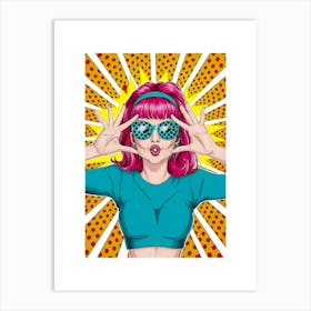 Pop Girl With Glasses Art Print