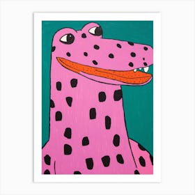 Pink Polka Dot Alligator 2 Art Print