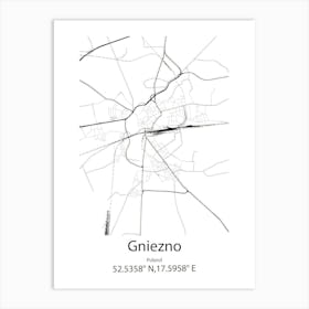 Gniezno,Poland Minimalist Map Art Print