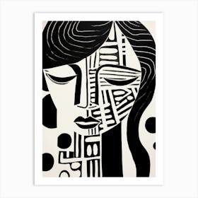 Eyes Closed Sweet Linocut Inspired Art Print