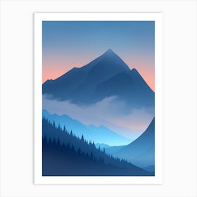 Misty Mountains Vertical Composition In Blue Tone 103 Art Print