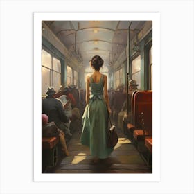 Woman On A Train art print Art Print