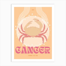 Orange Zodiac Cancer Art Print