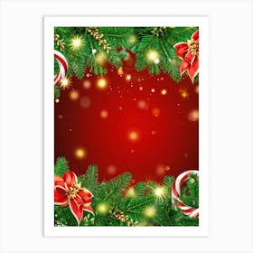 Festive Christmas Background Embracing Warm Hues Of Red And Green Cascading With Gold Tinsel Ornam (2) Póster