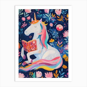 Unicorn Reading A Book Fauvism Inspired Art Print
