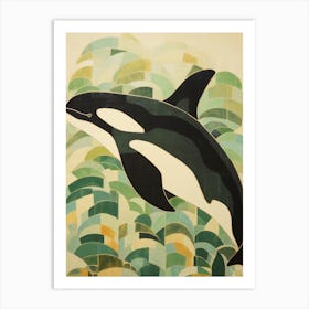 Abstract Orca Whale Geometric Collage 1 Art Print