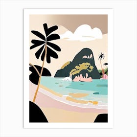Koh Yao Noi Thailand Muted Pastel Tropical Destination Art Print