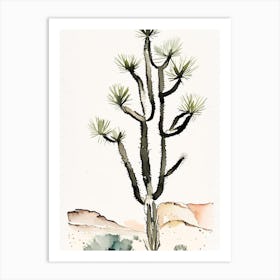 Joshua Trees In Mountains Minimilist Watercolour  (2) Art Print