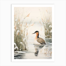 Winter Bird Painting Grebe 3 Art Print