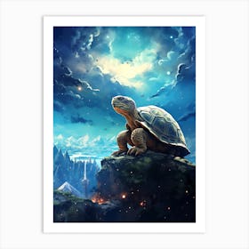 Turtle On A Rock Art Print