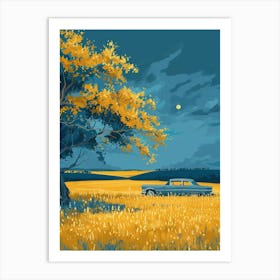 Car In The Field Art Print