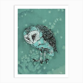A pen drawing of a barn owl Art Print