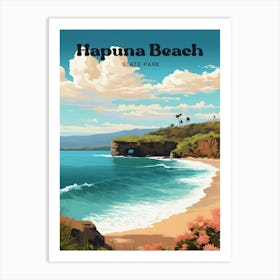 Hapuna Beach Hawaii Seaside Modern Travel Art Art Print