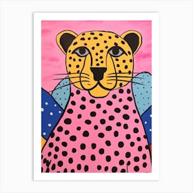 Pink Polka Dot Mountain Lion 3 Art Print