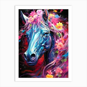 Horse With Flowers 2 Art Print