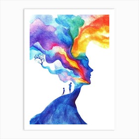 Watercolor Of A Woman'S Head Art Print