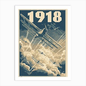 Aihrgdesign A Vintage Aviation Poster Depicting 1918 Biplane Art Print