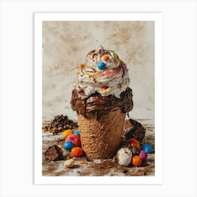 Ice Cream Cone With Candy Art Print