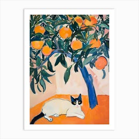 Orange Tree Cat 1 Art Print