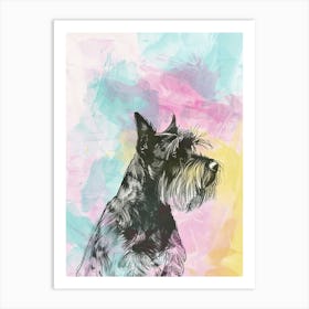 Giant Schnauzer Pastel Line Watercolour Illustration  2 Art Print