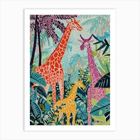 Sweet Giraffe Colourful Illustration 2 Art Print