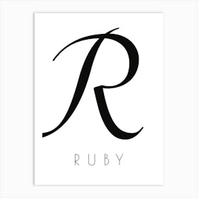 Ruby Typography Name Initial Word Art Print