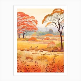 Autumn National Park Painting Ranthambore National Park India 1 Art Print