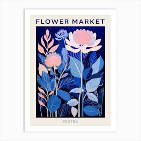 Blue Flower Market Poster Protea 1 Art Print