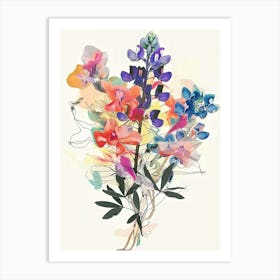 Bluebonnet 2 Collage Flower Bouquet Art Print